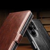 Samsung Galaxy S26+ Case Hülle - Flip Qialino Echtleder mit magnetischem Verschluss - Schwarz