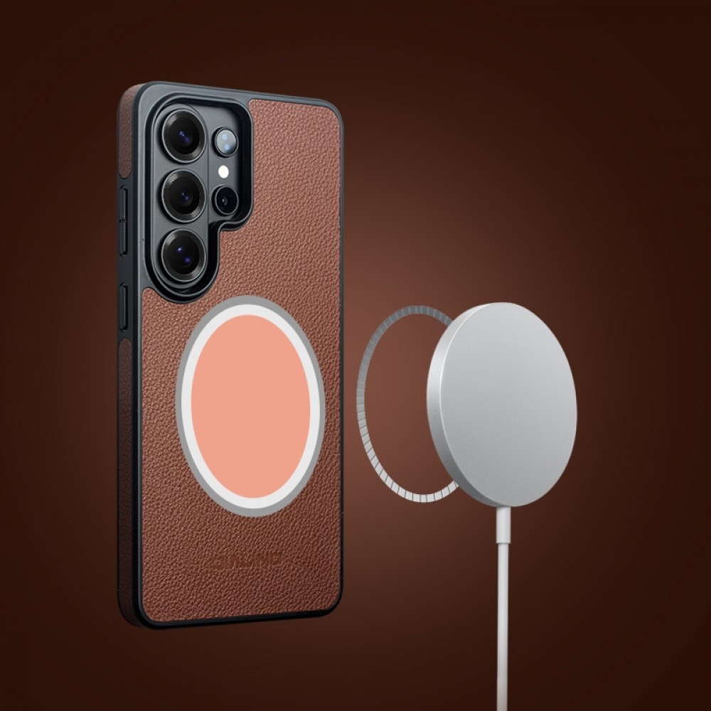 Samsung Galaxy S26 Ultra Case Hülle - Flip Qialino Echtleder matt mit magnetischem Verschluss - Mattgrün