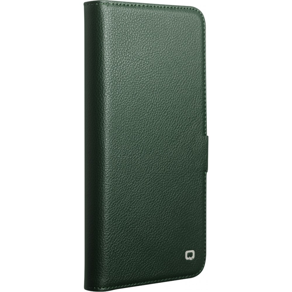 Samsung Galaxy S26 Ultra Case Hülle - Flip Qialino Echtleder matt mit magnetischem Verschluss - Mattgrün