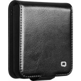Samsung Galaxy Z Flip7 Case Hülle - Flip Qialino Echtleder mit magnetischem Verschluss - Schwarz