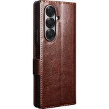 Samsung Galaxy Z Fold7 Case Hülle - Flip Qialino Echtleder mit magnetischem Verschluss - Dunkelbraun