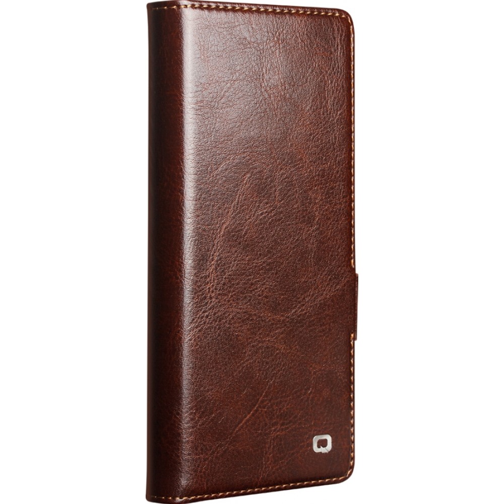 Samsung Galaxy Z Fold7 Case Hülle - Flip Qialino Echtleder mit magnetischem Verschluss - Dunkelbraun