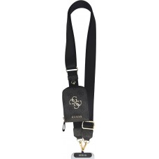 Guess Lani&egrave;re bandouli&egrave;re avec logo m&eacute;tal 4G et pochette - Noir