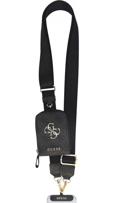 Guess Lani&egrave;re bandouli&egrave;re avec logo m&eacute;tal 4G et pochette - Noir