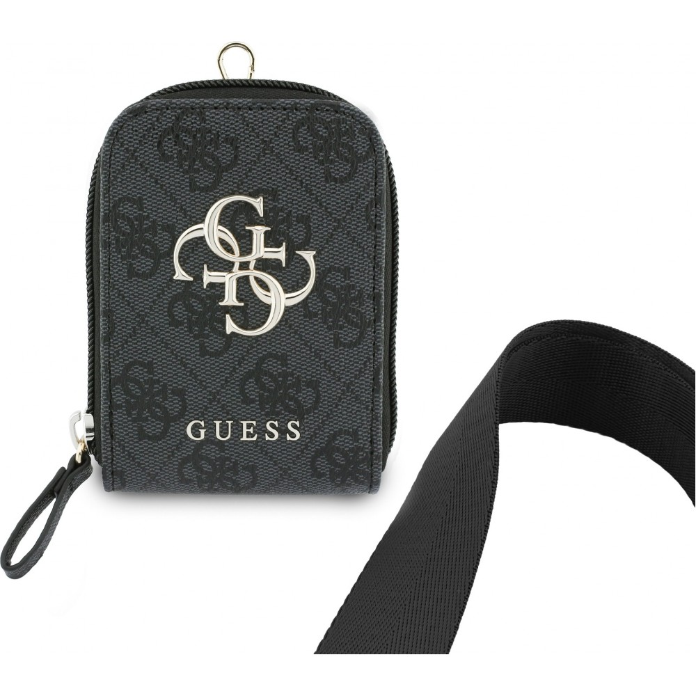 Guess Lani&egrave;re bandouli&egrave;re avec logo m&eacute;tal 4G et pochette - Noir