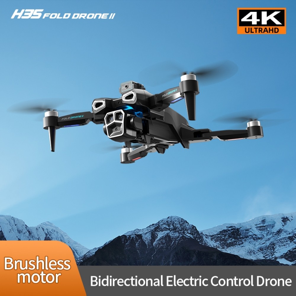 H35 Falt-Drohne II Mini Drohne 4K HD Doppel-Kamera mit 360° Hindernisvermeidung und optischer Stabilisierung - Schwarz