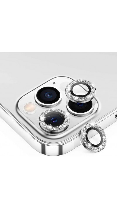 iPhone 11 Pro / 11 Pro Max - Schutzringe für Kamera Linsen iPhone mit Glitzernden Diamanten - Silber