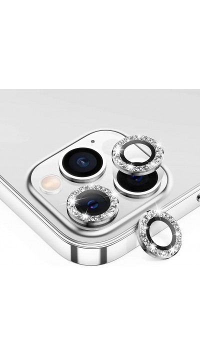 iPhone 14 / 14 Plus - Schutzringe für Kamera Linsen iPhone mit Glitzernden Diamanten - Silber