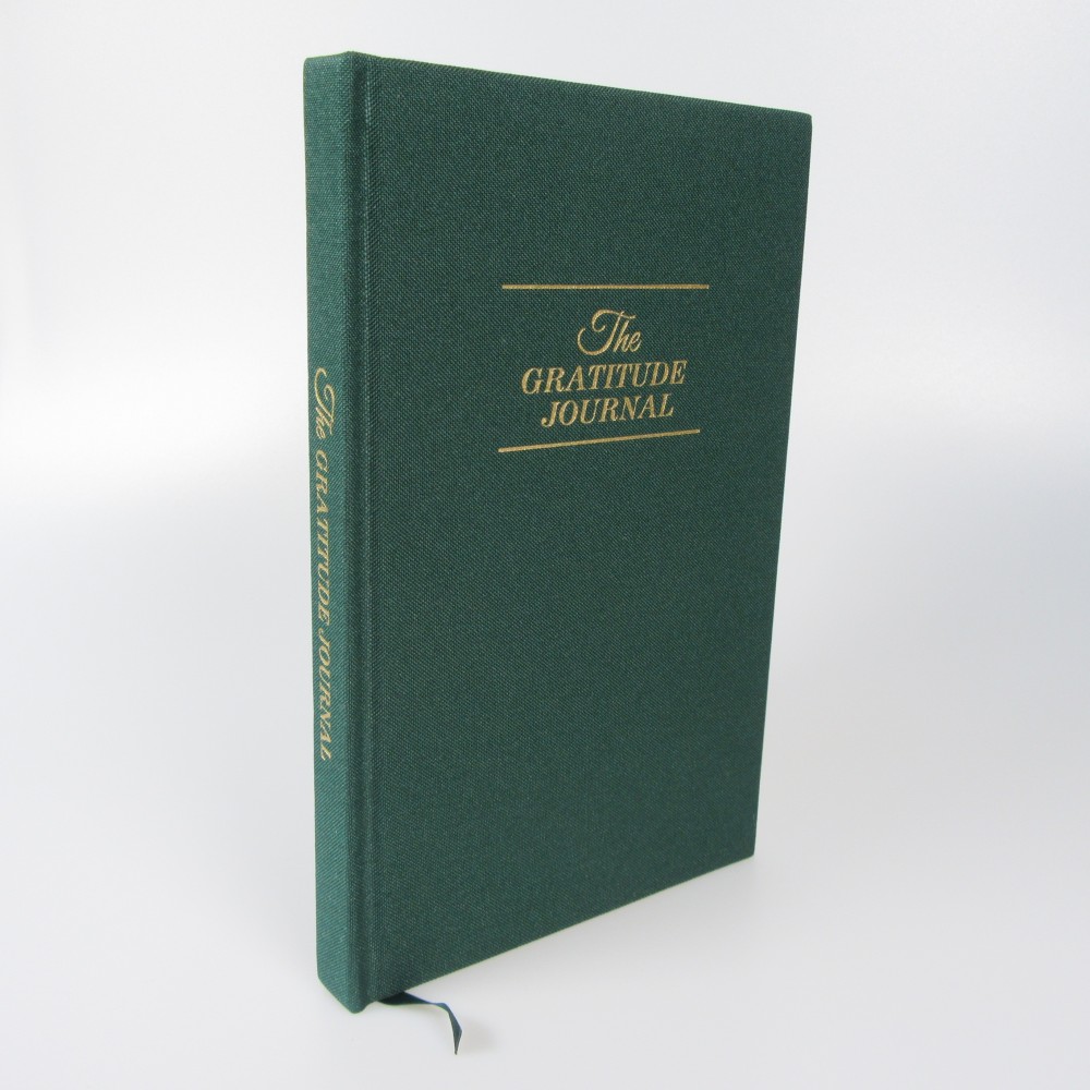 Elegantes Gratitude Journal Tag und Nacht - Stoffnotizbuch mit inspirierenden Zitaten - Grün