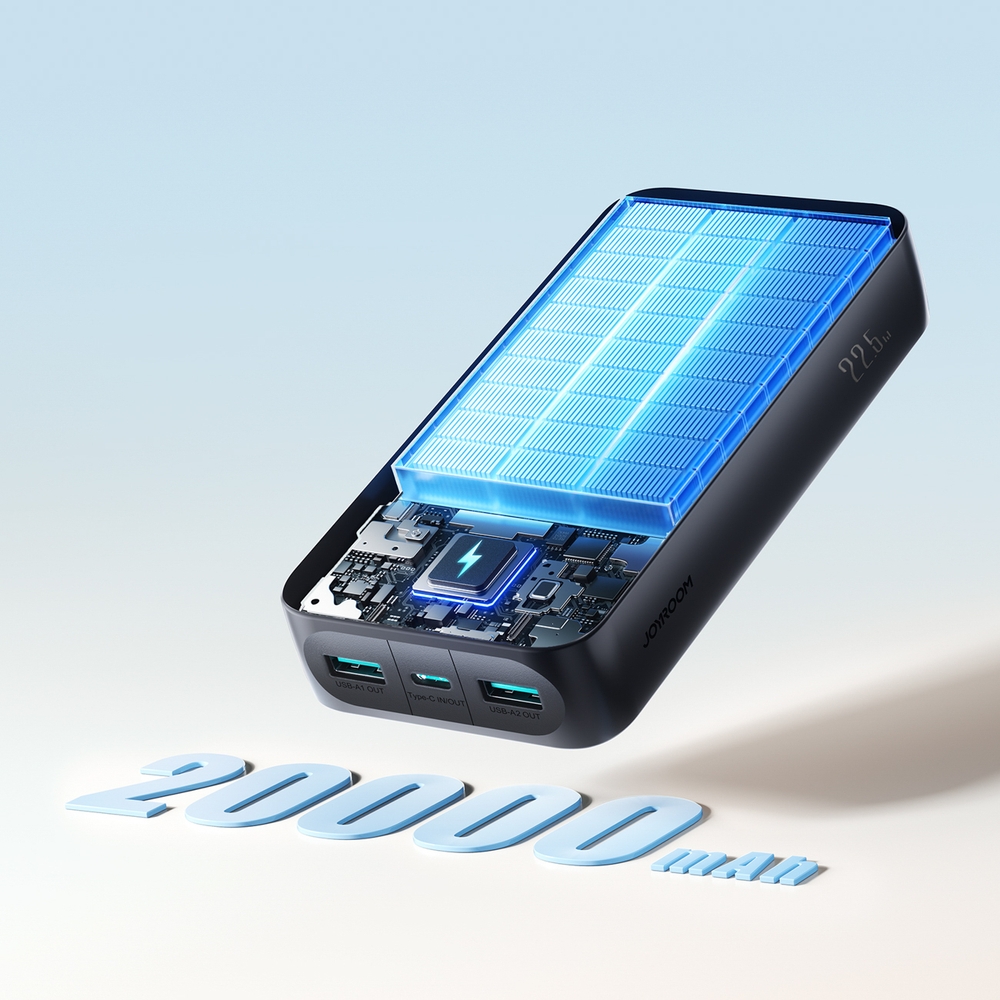 Joyroom JR-PBF14 Pro Powerbank 3-in-1 20000mAh 22.5W sauberes Design 2x USB-A 2.4 & 1x USB-C (In+Out) - Schwarz