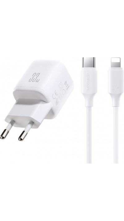 Joyroom JR-TG7 33W USB-A + USB-C Wandladeger&auml;t mit 30W Lightning Kabel 1m - Weiss