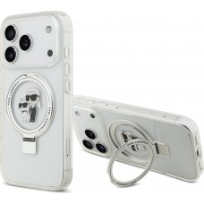 iPhone 17 Pro Case Hülle - Karl Lagerfeld Choupette MagSafe Ringständer mit Halterung - Weiß