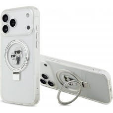 iPhone 17 Pro Max Case Hülle - Karl Lagerfeld Choupette MagSafe Ringstand mit Halterung - Weiß
