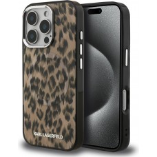 iPhone 16 Pro Max Case Hülle - Karl Lagerfeld IML Leopard MagSafe Elegant - Braun