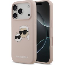 iPhone 17 Pro Hülle – Karl Lagerfeld Liquid aus Silikon mit Karl- und Choupette-Design, kompatibel mit MagSafe – Rosa