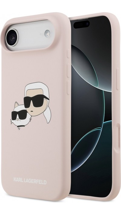 iPhone Air Case Hülle - Karl Lagerfeld Liquid aus Silikon mit Karl- und Choupette-Design, kompatibel mit MagSafe - Rosa