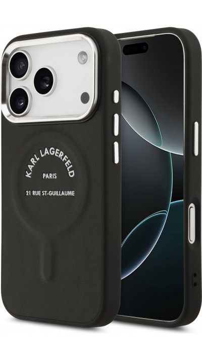 iPhone 17 Pro Max Case Hülle - Karl Lagerfeld PU RSG MagSafe Logo Elegant und Schutz - Schwarz