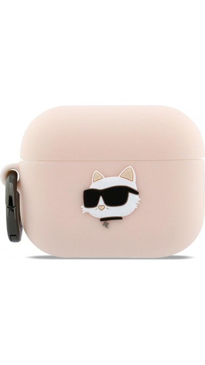 AirPods Pro / Pro 2 Case H&uuml;lle - Karl Lagerfeld Soft-Touch-Silikon mit gepr&auml;gtem Choupette-Kopf - Rosa