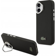 iPhone 17 Case Hülle - Lacoste Iconique Petit Piqué MagSafe Metallhalter für Kamera - Schwarz