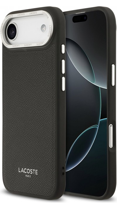 iPhone Air Case Hülle - Lacoste PU Leder Champs Elysees MagSafe elegante und langlebige Schutzhülle - Schwarz