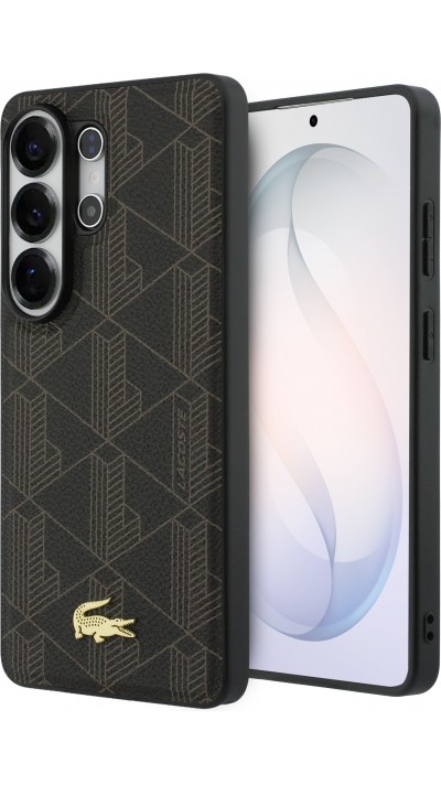 Coque Samsung Galaxy S26 Ultra - Lacoste PVC Blend Monogramme magn&eacute;tique &eacute;l&eacute;gante et durable - Brun