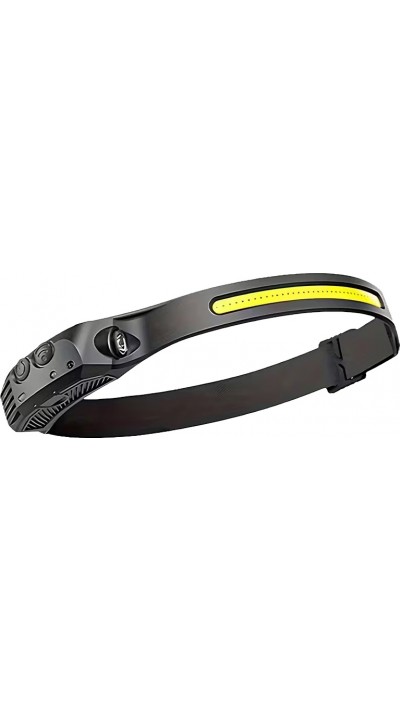 Wiederaufladbare LED Stirnlampe mit Bewegungssensor und 5 Lichtmodi - Schwarz
