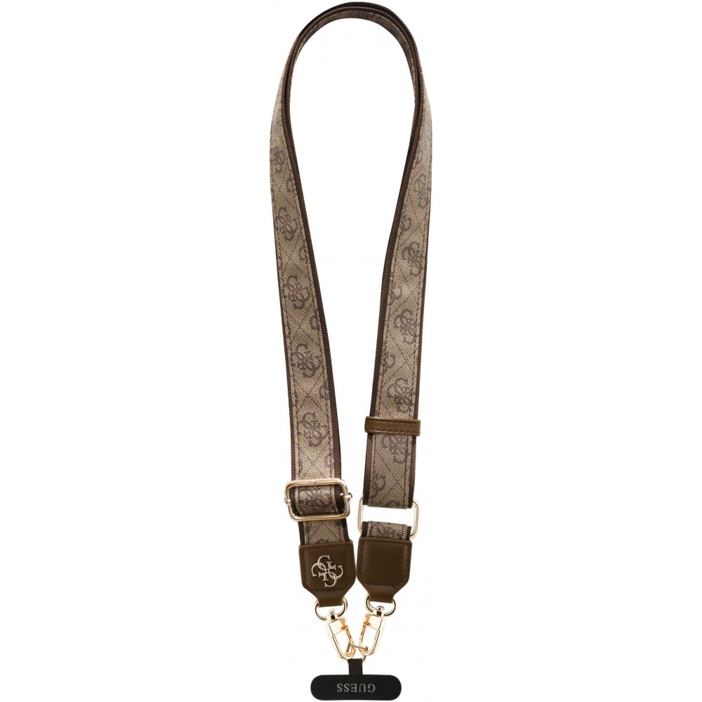 Lani&egrave;re / bandouli&egrave;re universelle Guess Crossbody Strap 4G avec logo m&eacute;tal en PU (150cm) - Brun