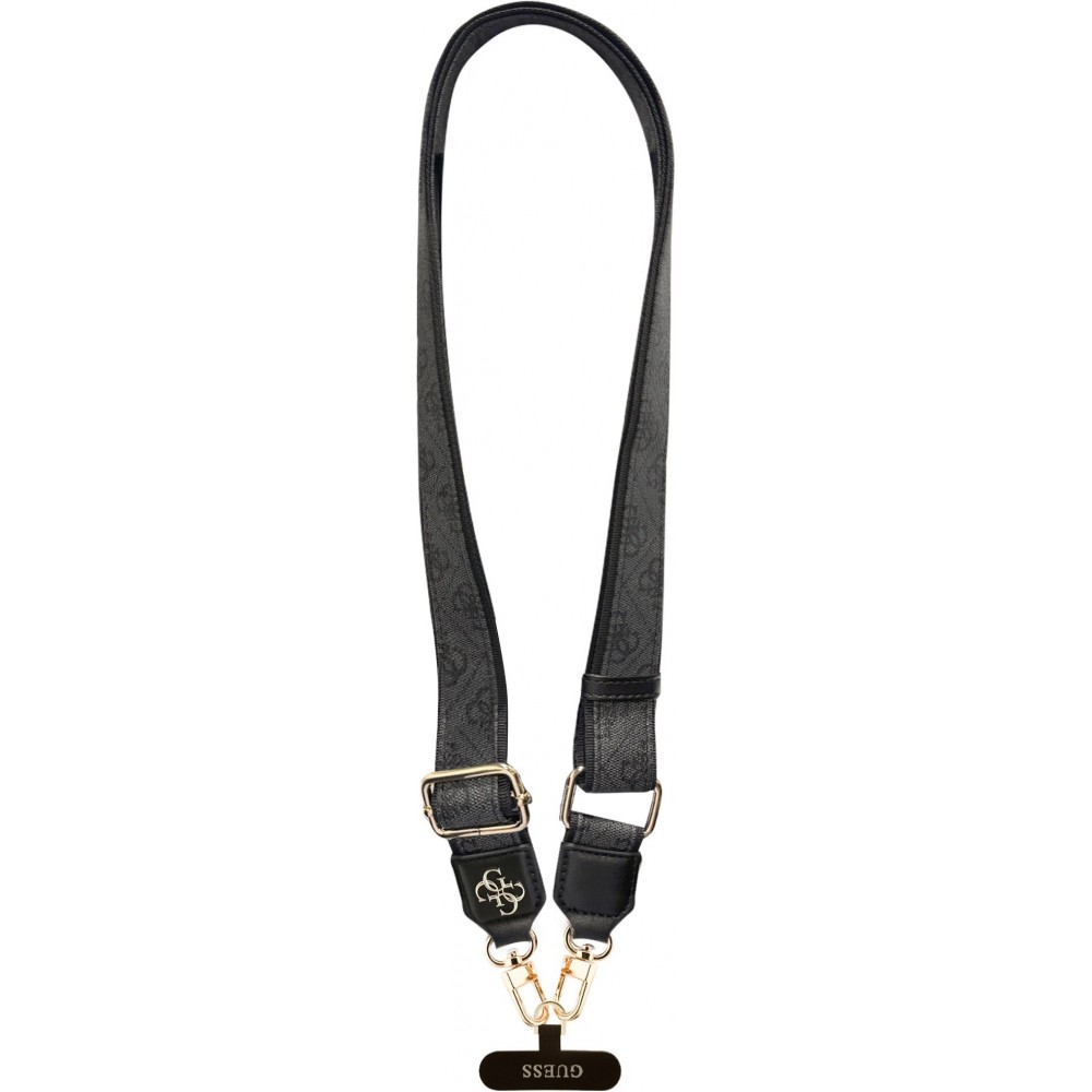 Lani&egrave;re / bandouli&egrave;re universelle Guess Crossbody Strap 4G avec logo m&eacute;tal en PU (150cm) - Noir