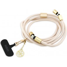 Guess 4G Smartphone Lanière mit integriertem USB-C Schnelllade-Kabel und Charm - Beige