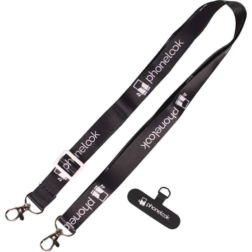 Lanière universelle attache-téléphone tour de cou compatible avec toutes les coques - Noir