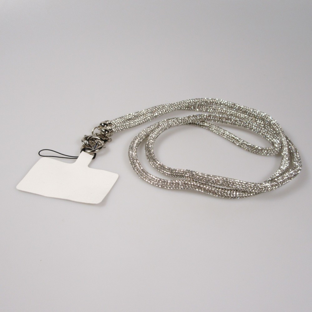 Universelle Glitzer Strass Smartphone-Hülle Lanière - Silber