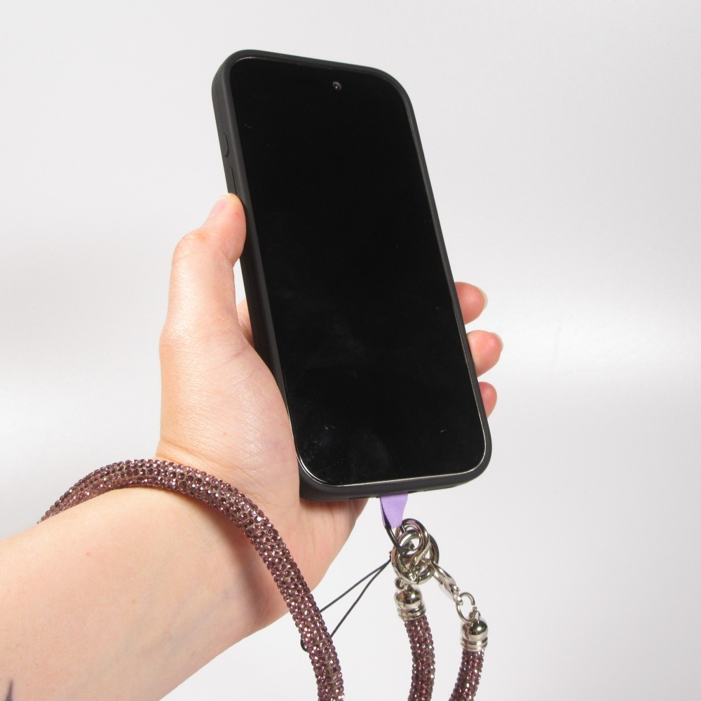 Universelle Glitzer Strass Smartphone-Hülle Lanière - Silber