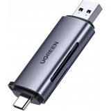 Ugreen 2-in-1 Kartenleser mit USB-C / USB-A 3.0 / SD-Karte / TF-Karte - Ultra-kompakt - Grau
