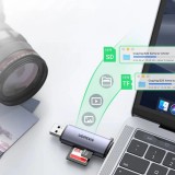 Ugreen 2-in-1 Kartenleser mit USB-C / USB-A 3.0 / SD-Karte / TF-Karte - Ultra-kompakt - Grau
