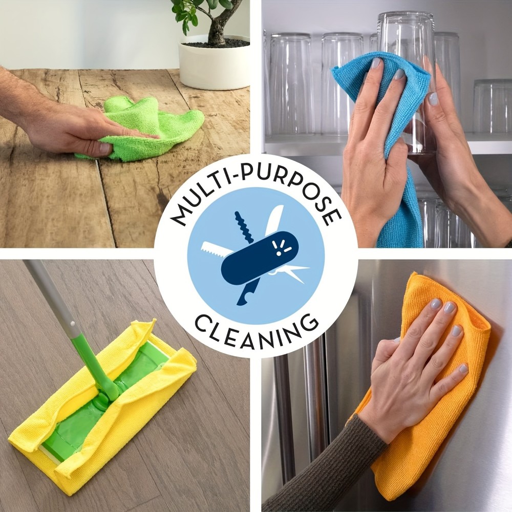 20er-Set ultra-absorbierende Mikrofasertücher 25 x 25 cm wiederverwendbar für Zuhause - Mehrfarbig