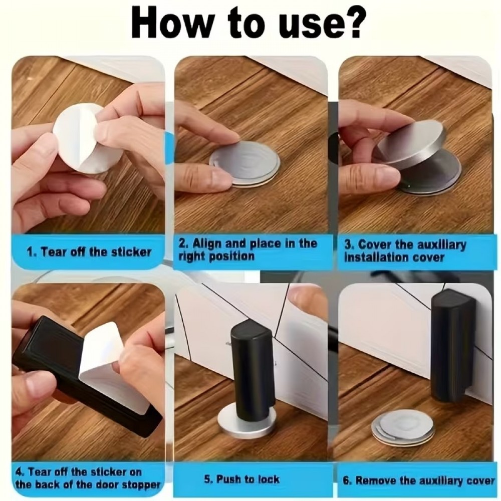2er Set Magnetische T&uuml;rstopper ohne Bohren, klebende Sto&szlig;fest Schutzvorrichtung - Weiss