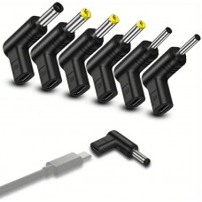 Lot de 6 adaptateurs USB-C vers DC connecteurs divers connecteurs charge routeur 3.0x1.1 à 5.5x2.1mm transfert données - Noir