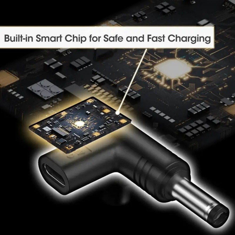 Lot de 6 adaptateurs USB-C vers DC connecteurs divers connecteurs charge routeur 3.0x1.1 à 5.5x2.1mm transfert données - Noir