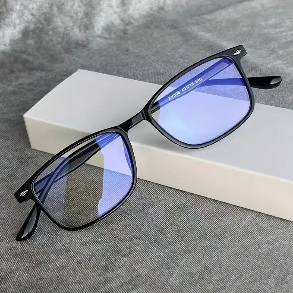 Y2K Unisex Blaulichtfilter Brillen gegen Augenfatigue, transparente Gl&auml;ser f&uuml;r Bildschirmarbeit, visueller Komfort - Schwarz