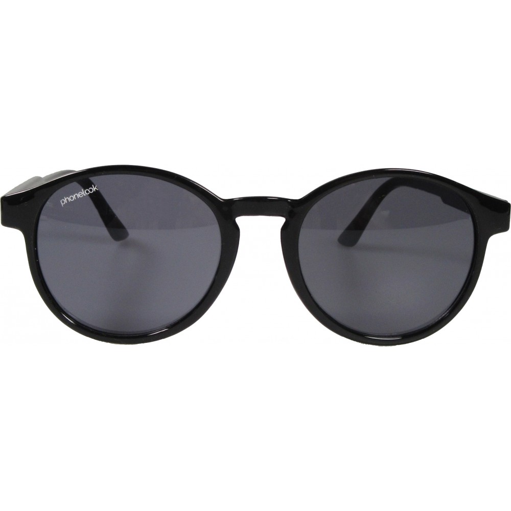 UV400 Runde schwarze Sonnenbrille PhoneLook ultraleicht, modernes Design + Transporttasche - Schwarz