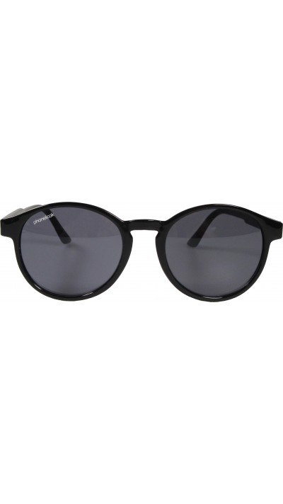 UV400 Runde schwarze Sonnenbrille PhoneLook ultraleicht, modernes Design + Transporttasche - Schwarz