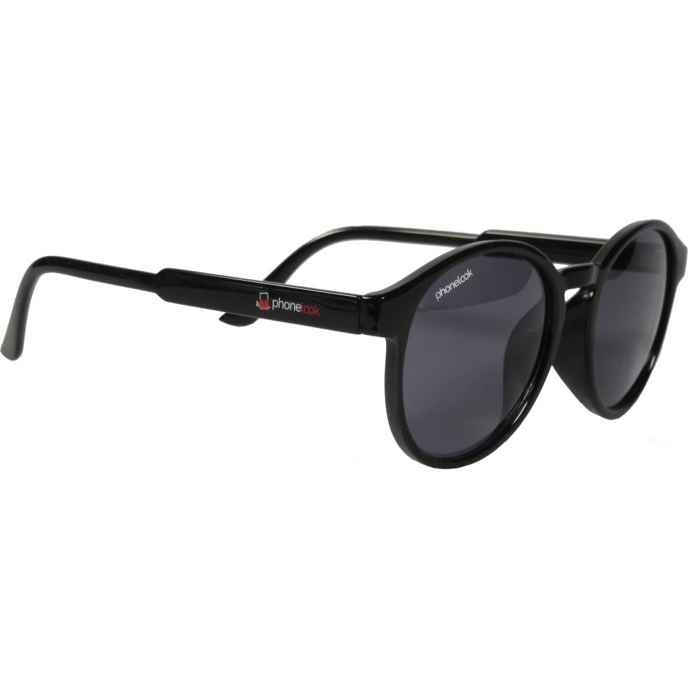 UV400 Runde schwarze Sonnenbrille PhoneLook ultraleicht, modernes Design + Transporttasche - Schwarz