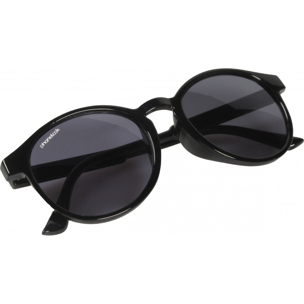 UV400 Runde schwarze Sonnenbrille PhoneLook ultraleicht, modernes Design + Transporttasche - Schwarz