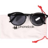 UV400 Runde schwarze Sonnenbrille PhoneLook ultraleicht, modernes Design + Transporttasche - Schwarz