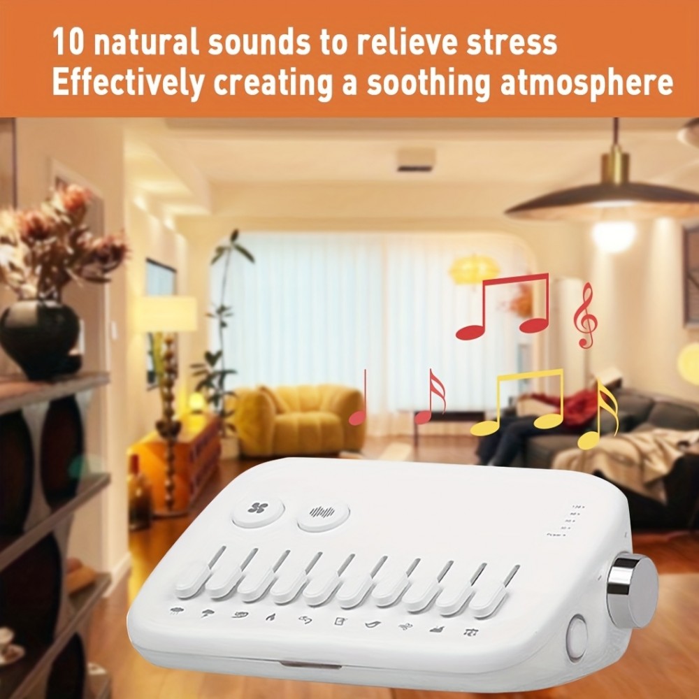 Premium moderne Weißes Rauschmaschine mit 10 natürlichen beruhigenden Klängen zum Mischen und Timer (USB-C) - Weiss