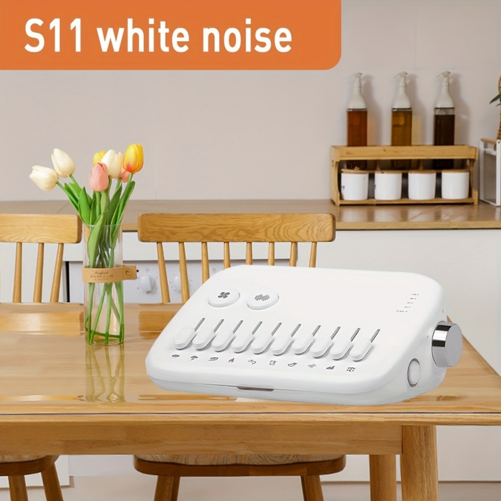 Premium moderne Weißes Rauschmaschine mit 10 natürlichen beruhigenden Klängen zum Mischen und Timer (USB-C) - Weiss