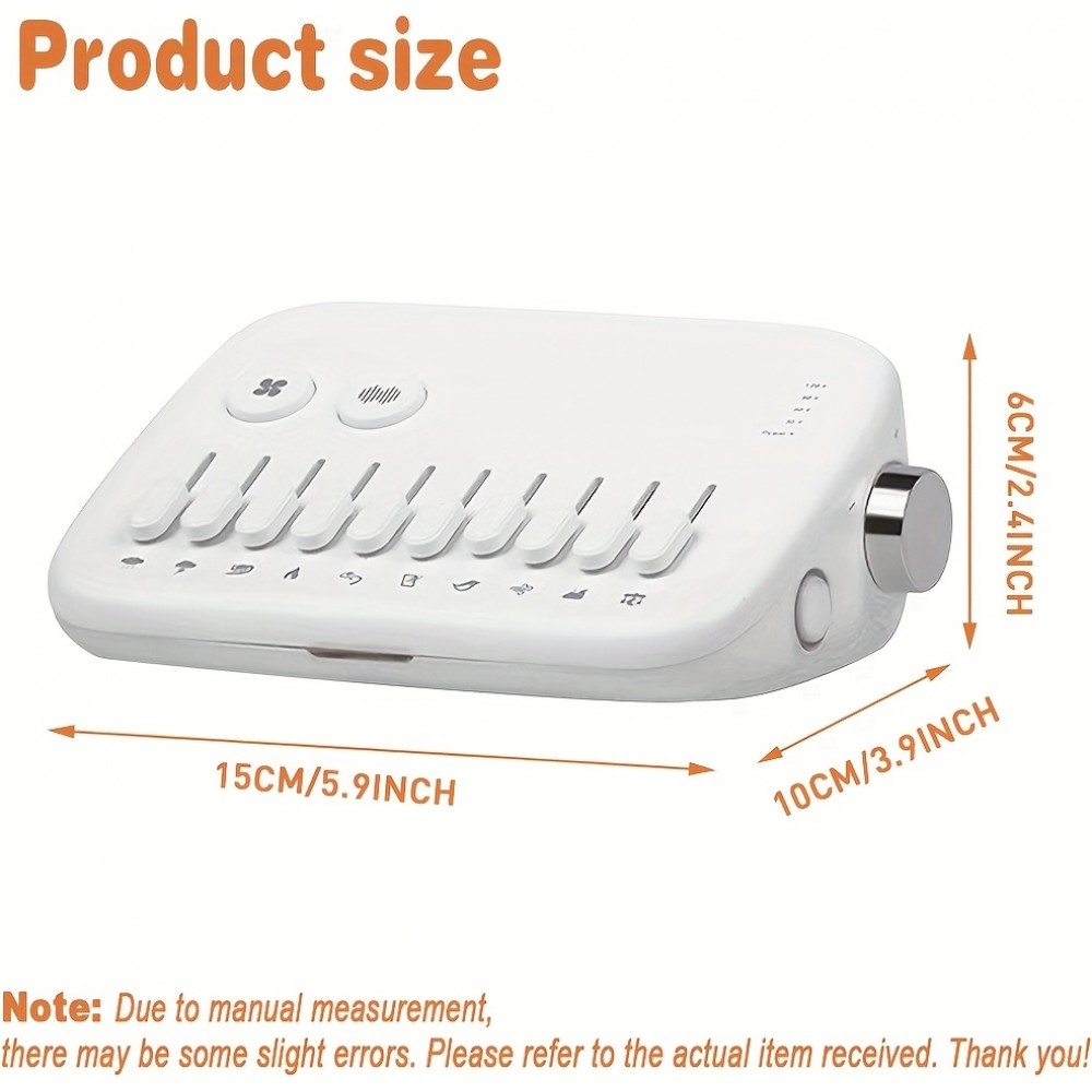 Premium moderne Weißes Rauschmaschine mit 10 natürlichen beruhigenden Klängen zum Mischen und Timer (USB-C) - Weiss