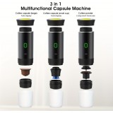 Machine à expresso (capsules) portable électrique rechargeable USB-C avec batterie 7500mA pour voyages - Noir