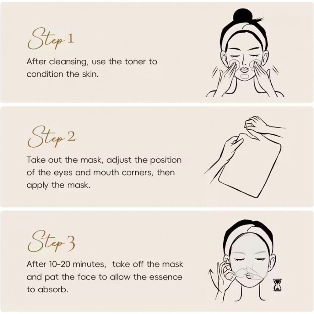 LAIKOU Korea Gesichtsmaske mit Kollagen und Schnecke, hypoallergen, intensive Feuchtigkeit, formaldehydfrei (1 Stück) - Weiss