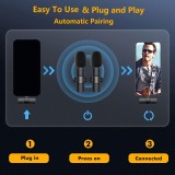 Kabelloses Bluetooth USB-C Lavalier-Mikrofon Set (2 Stück) für Smartphone und Tablet mit einfacher Aufnahme - Schwarz